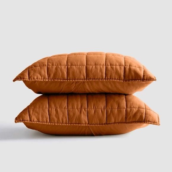 Quince Other - NWT Quince European Linen Box Quilted King Sham Set in Terracotta